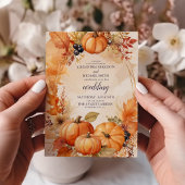 Herfst Bloemen Pompoen Scrip bruiloft uitnodiging