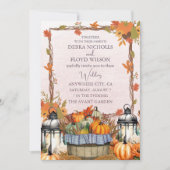 Herfst Bloemen Pompoen Scrip bruiloft uitnodiging (Voorkant)