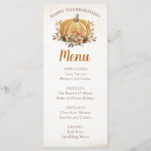 Herfst Bloemen Pompoen Thanksgiving Diner Menu (Voorkant)