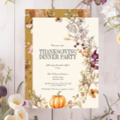 Herfst Bloemen Pompoen Thanksgiving Diner Party Kaart