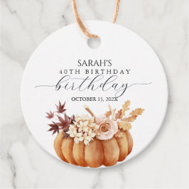 Herfst Bloemen Pompoen Vrouw Verjaardag Brunch Bedankjes Labels