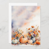 Herfst Bloemen Pompoenen Achtergrond Kaart (Voorkant / Achterkant)