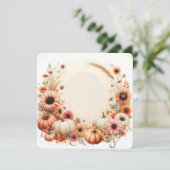 Herfst Bloemen Pompoenen Achtergrond Kaart (Staand voorkant)