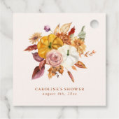 Herfst Bloemen & Pompoenen Baby shower Bedankjes Labels (Achterkant)