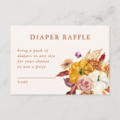 Herfst Bloemen & Pompoenen Baby shower Luier Raffl Informatiekaartje (Voorkant)