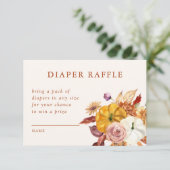 Herfst Bloemen & Pompoenen Baby shower Luier Raffl Informatiekaartje (Staand voorkant)