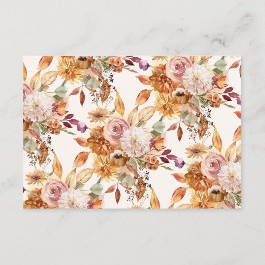 Herfst Bloemen & Pompoenen Baby shower Luier Raffl Informatiekaartje (Achterkant)