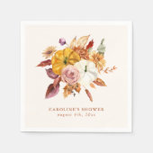 Herfst Bloemen & Pompoenen Baby shower Servet (Voorkant)