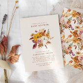 Herfst Bloemen & Pompoenen Baby shower Uitnodiging
