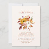 Herfst Bloemen & Pompoenen Baby shower Uitnodiging (Voorkant)