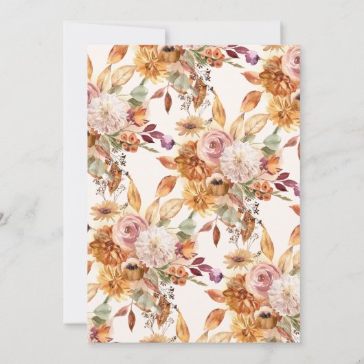 Herfst Bloemen & Pompoenen Baby shower Uitnodiging (Achterkant)