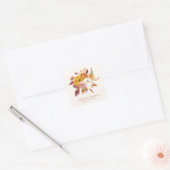 Herfst Bloemen & Pompoenen Baby shower Vierkante Sticker (Envelop)