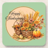 Herfst, Bloemen, Pompoenen, Maïs Bier Onderzetter (Voorkant)