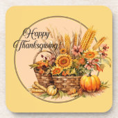 Herfst, Bloemen, Pompoenen, Maïs Bier Onderzetter (Voorkant)
