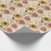 Herfst Bloemen Print Wrapping Papier Roll (Hoek)