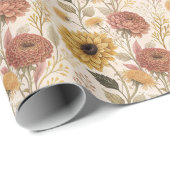 Herfst Bloemen Print Wrapping Papier Roll (Rol Hoek)