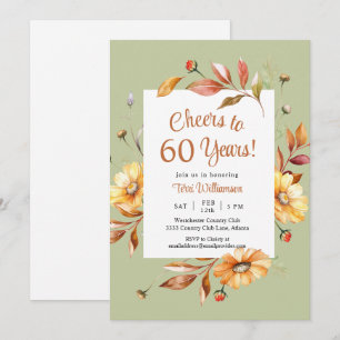Herfst Bloemen Proost op 60 jaar 60ste verjaardag Kaart