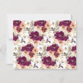 Herfst Bloemen Pruim Bloemen Waterverf Monogram Notitiekaartje (Achterkant)