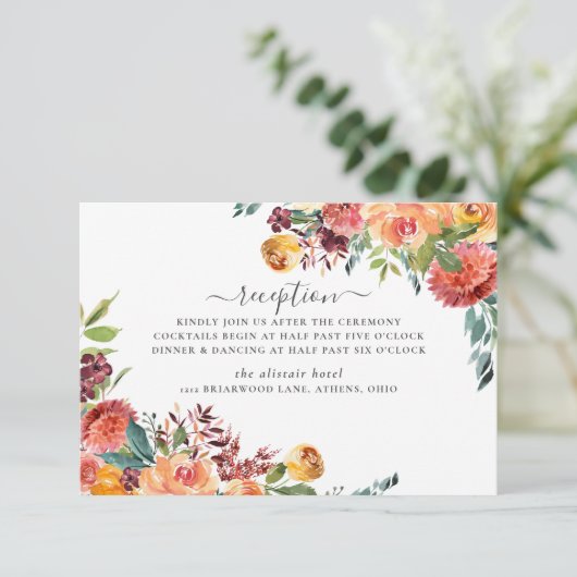 Herfst Bloemen Receptie Kaart (Staand voorkant)