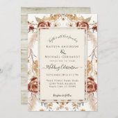 Herfst Bloemen Rode Mosterd Waterverf Foliage Brui Kaart (Voorkant / Achterkant)