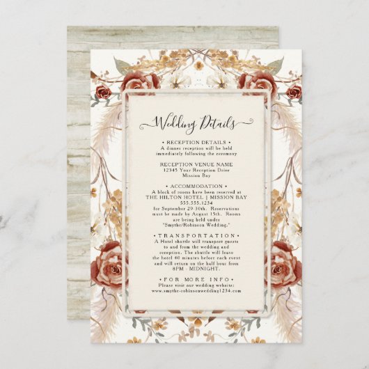 Herfst Bloemen Rode Waterverf Mosterd Foliage Deta Kaart (Voorkant / Achterkant)