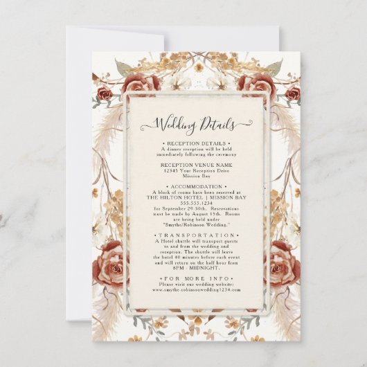 Herfst Bloemen Rode Waterverf Mosterd Foliage Deta Kaart (Voorkant)