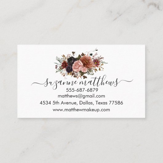 Herfst Bloemen Roos Waterverf Visitekaartje (Achterkant)