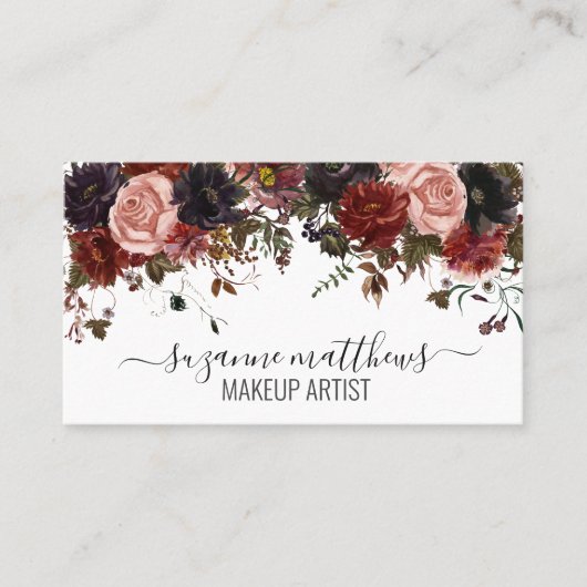 Herfst Bloemen Roos Waterverf Visitekaartje (Voorkant)