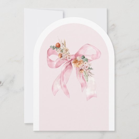 Herfst Bloemen Roze Bow Baby in Bloom Baby shower Kaart (Achterkant)