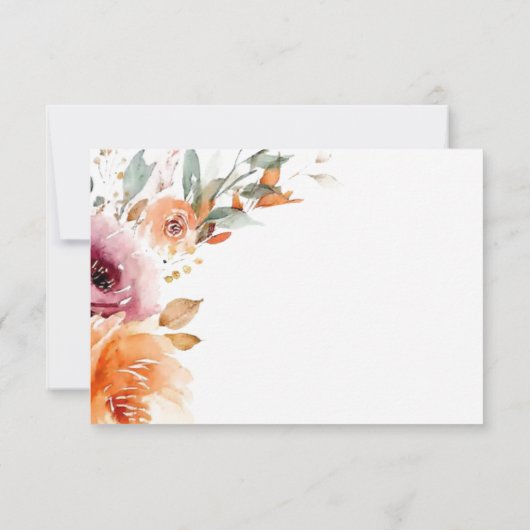 Herfst Bloemen RSVP bruiloft Kaart (Achterkant)