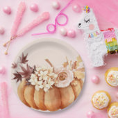 Herfst Bloemen Rustiek Herfst Pompoen Verjaardag Papieren Bordje (Feest)