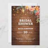 Herfst Bloemen Rustiek Hout Vrijgezellenfeest Invi Kaart (Voorkant)