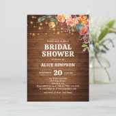 Herfst Bloemen Rustiek Hout Vrijgezellenfeest Invi Kaart (Staand voorkant)