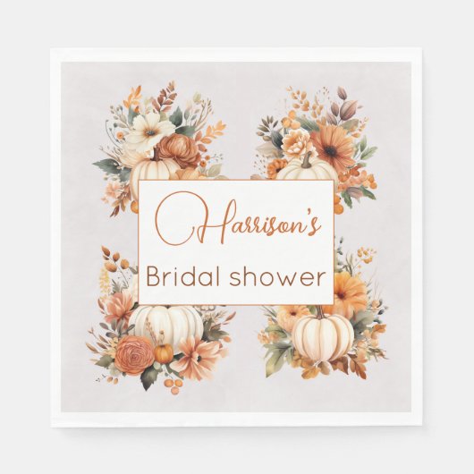 Herfst Bloemen Rustiek Vrijgezellenfeest Papier Servet (Voorkant)