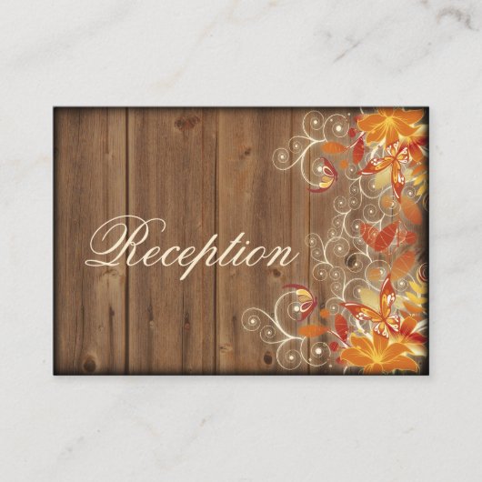 Herfst Bloemen Rustieke Herfst Bruiloft Receptie K Informatiekaartje (Voorkant)