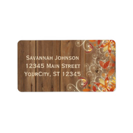 Herfst Bloemen Rustieke Houten Herfst Adresetikett Etiket