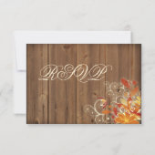 Herfst Bloemen Rustieke Houten Herfst Bruiloft RSV RSVP Kaartje (Achterkant)