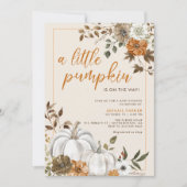 Herfst Bloemen Rustieke Pumpkin Baby shower Invita Kaart (Voorkant)