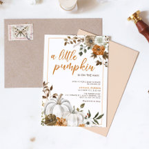 Herfst Bloemen Rustieke Pumpkin Baby shower Invita