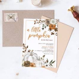 Herfst Bloemen Rustieke Pumpkin Baby shower Invita Kaart