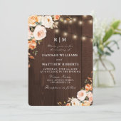 herfst bloemen Rustieke string lichten bruiloft Kaart (Staand voorkant)