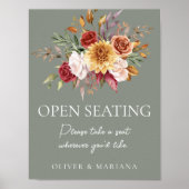 Herfst Bloemen Sage Groen Bruiloft Open Zitting Te Poster (Voorkant)