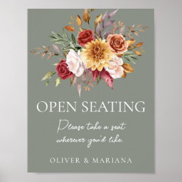 Herfst Bloemen Sage Groen Bruiloft Open Zitting Te Poster