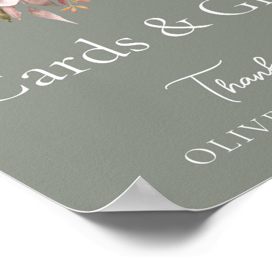 Herfst Bloemen Sage Groene Trouwkaarten & Cadeaubo Poster (Hoek)