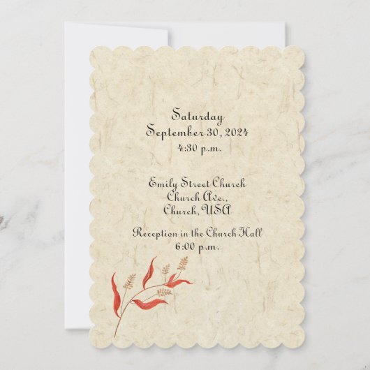 Herfst Bloemen Sinaasappel bruiloft Kaart (Achterkant)