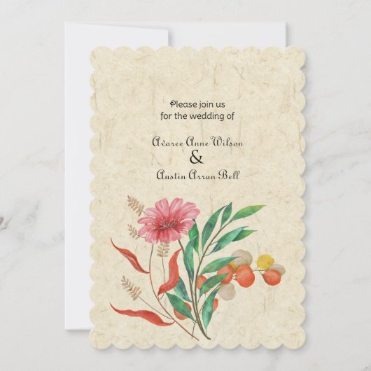 Herfst Bloemen Sinaasappel bruiloft Kaart (Voorkant)
