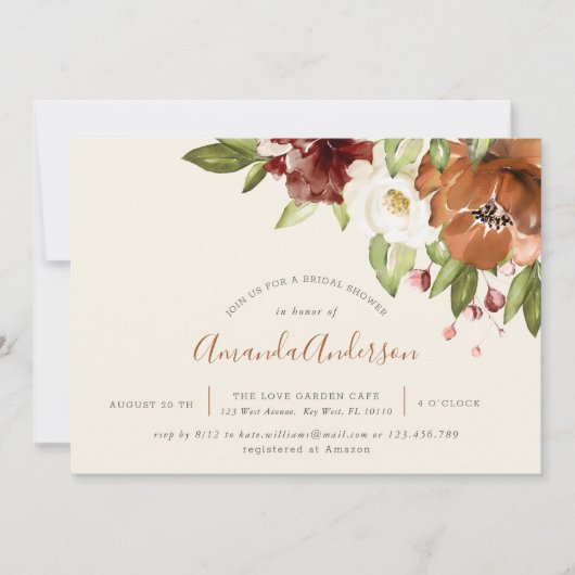 Herfst Bloemen Sinaasappel Ivoor Vrijgezellenfeest Bedankkaart (Voorkant)