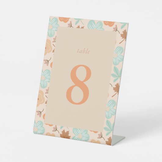 Herfst Bloemen Tafelnummer' Reclamebord Met Voetstuk (Voorkant)