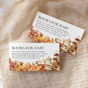 Herfst Bloemen Tea Party Baby shower Boeken voor B Informatiekaartje