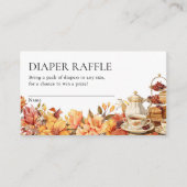 Herfst Bloemen Tea Party Baby shower Luier Raffle Informatiekaartje (Voorkant)